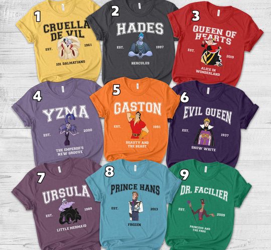 Disney Villains Varsity Shirt, Disney Evil Characters Shirt, Disney Shirt, Disneyland Shirt