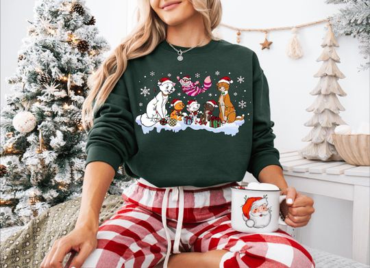 The Aristocats Christmas Sweatshirt, Disney Cheshire Cat Christmas Sweatshirt