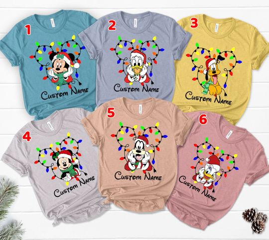 Personalized Disney Mickey and Friends Christmas Family Matching T-shirt