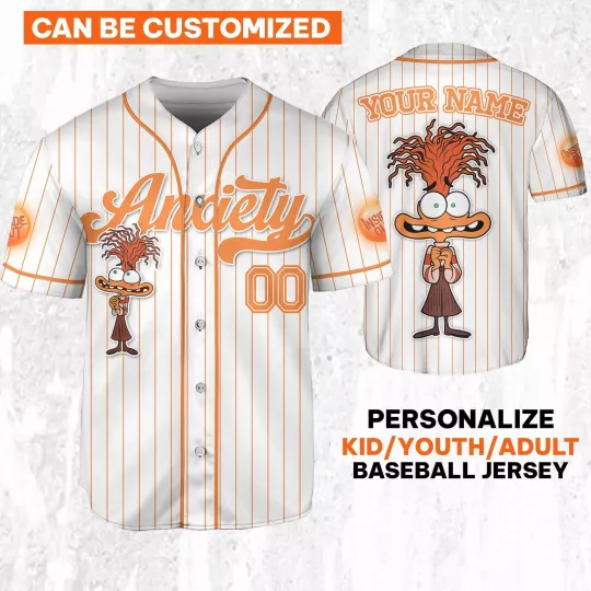 Custom Disney Inside Out Anxiety Simple Baseball Jersey, Disney Baseball