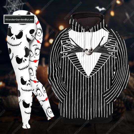 Halloween Horror Character Hoodie Legging, Skellington Nightmare Before Shirt Pants, Disney Spooky Movie Ypga Pants, Skellington Leggin