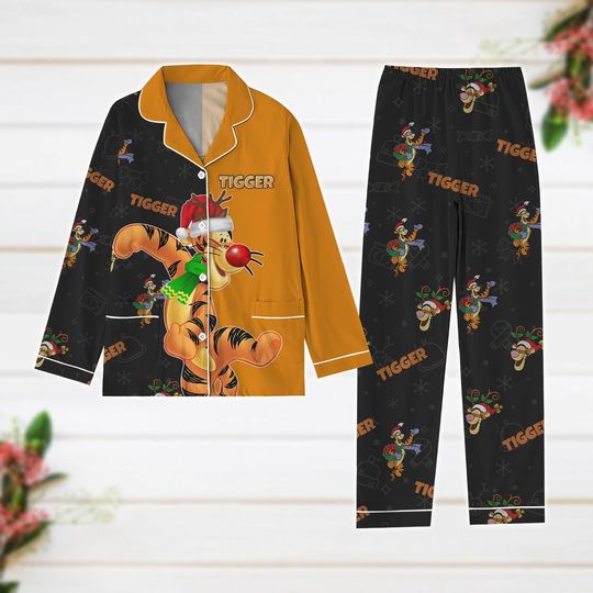Disney Tigger Christmas Pajamas, Winnie The Pooh Xmas Pajamas, Tigger Santa Holiday Pajamas