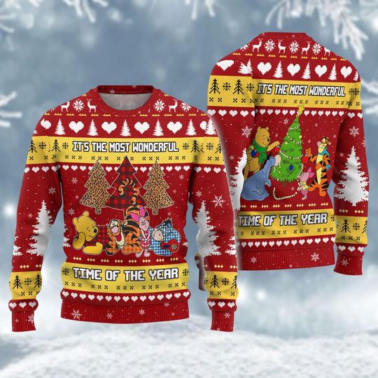 Christmas Winnie The Pooh Ugly Sweater, Disney Trip Shirt, Pooh Bear, Eeyore