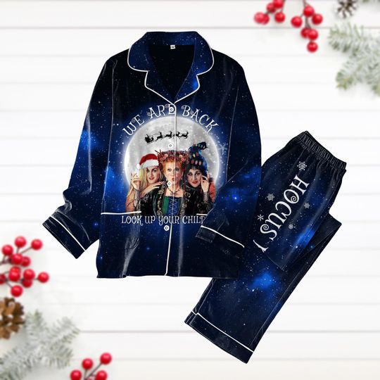 Hocus Pocus Christmas Pajamas Set, Sanderson Sisters Holiday Pajamas, Disney Witches Womens Pajamas, Pajamas Family, Xmas Party Gift