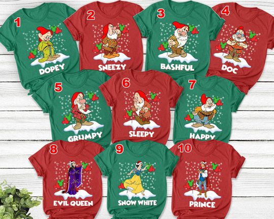 Group Christmas Disney Snow White Seven Dwarfs shirt, Disney Christmas Family Shirt