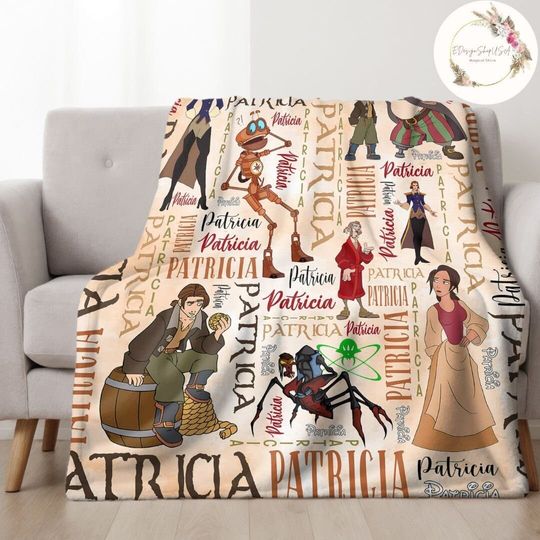 Personalized Watercolor Disney Treasure Planet Blanket, Custom Name Captain Amelia Jim Hawskin Birthday Boy, WDW Disneyland Family Blanket