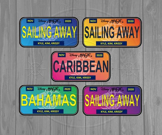 Disney Cruise Colorful Gradient License Plate Door Magnet (6 Colors to Choose From)