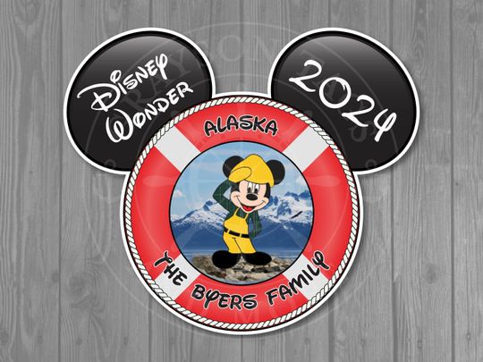Disney Cruise Door Magnet - Extra Large Personalized Captain Mickey Alaska Life Preserver