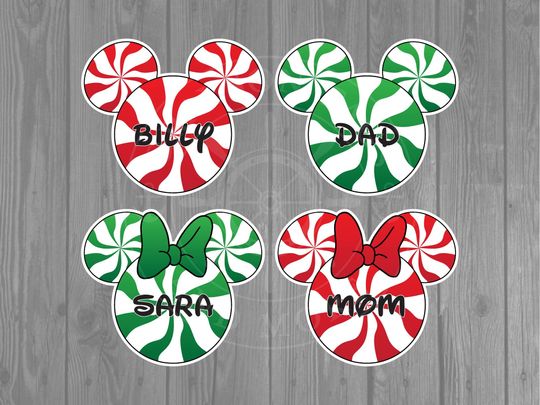 Disney Cruise Door Magnet - Mickey or Minnie Peppermint Merrytime Christmas Magnet