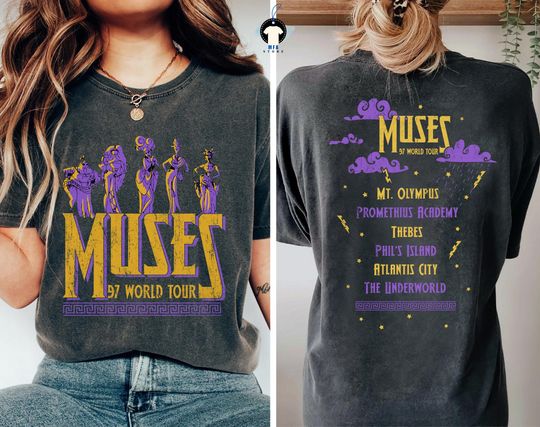 Vintage 2-Sided Disney Hercules Shirt, Retro The Muses 97 World Tour T-shirt, Mt Olympus