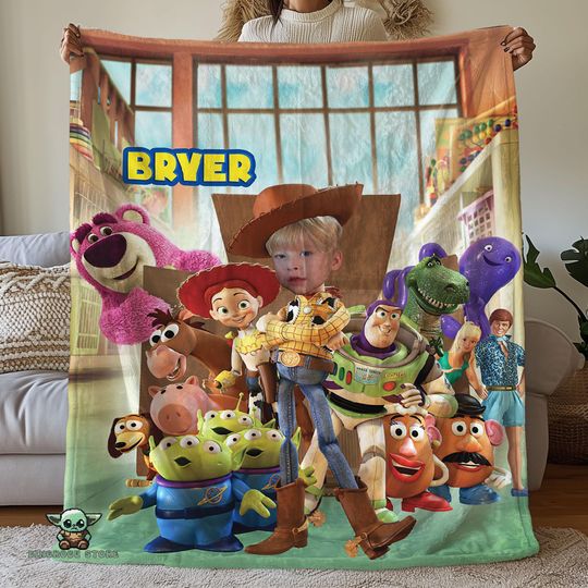 Personalized Photo Woody Blanket, Disney Toy Story Movie Blanket
