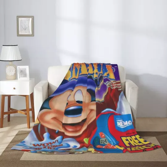 Disney Mickey Halloween Flannel Blanket Kawaii Spooky Cute Lightweight Throw