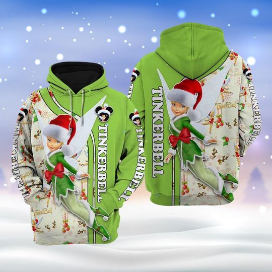 Tinker Bell Fairy Christmas Shirt, Peter Pan Tinker Bell Sweatshirt, Disney Neverland 3D Hoodie