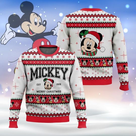 Disney Mickey Ugly Christmas Sweater, Mickey Mouse Holiday Sweater