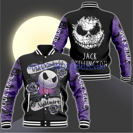 Jack Skellington Disney Halloween Baseball Jacket Disney Casual Baseball Jacket