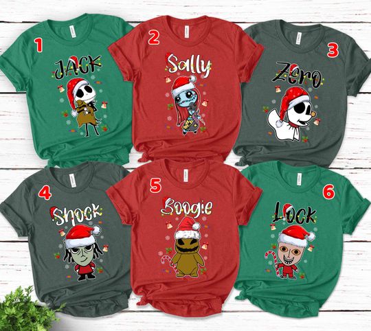 Disney Nightmare Before Christmas Character Group Matching T-Shirt, Jack Sally Shirt