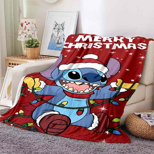 Disney Stitch Christmas Throw Blanket, Soft and Comfortable Blanket for Adults and Children, Holiday Gifts