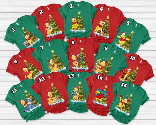 Christmas Family Shirt, Winnie The Pooh Characters Shirt, Disney Christmas T-Shirt