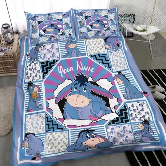 Personalized Winnie The Pooh Eeyore Disney Bedding Set, Cartoon Bedding