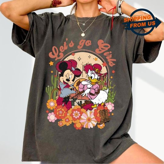 Retro Disney Cowgirl Minnie And Daisy Shirt, Cartoon Movie