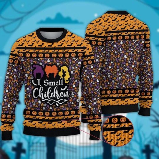 Hocus Pocus Ugly Sweater, I Smell Children Shirt, Sanderson Sisters Xmas Sweater, Disney Castle Sweater, Halloween Christmas Gift