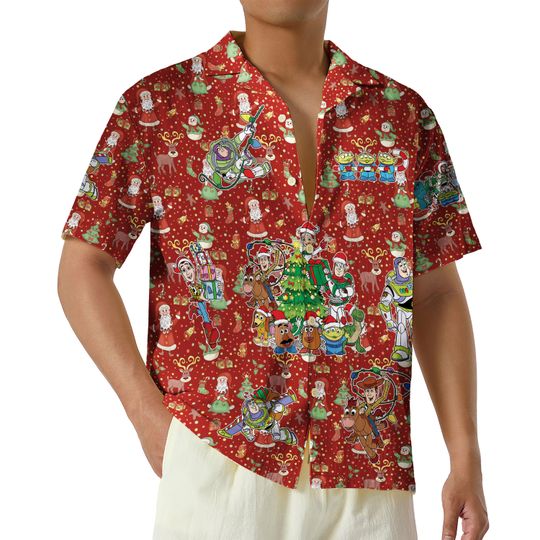 Toy Story Christmas Hawaiian Shirt, Disney Pixar Xmas Holiday Shirt, Disney Family Button Up Shirt, Toy Story Disney Christmas Tee