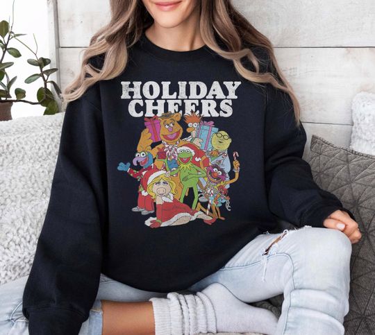 Retro 90s The Muppet Christmas Carol Sweatshirt, K the frog Gonzo Miss Piggy, Mickey's Very Merry Xmas Disneyland Sweatshirt