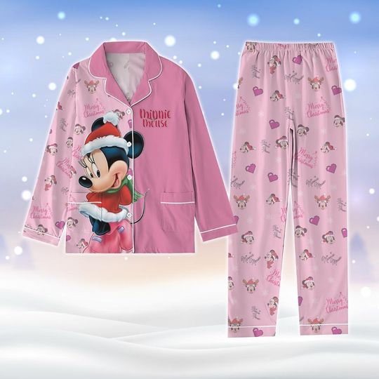 Disney Minnie Christmas Pajamas, Minnie Mouse Holiday Pajamas, Minnie Mouse Midnight Shirt
