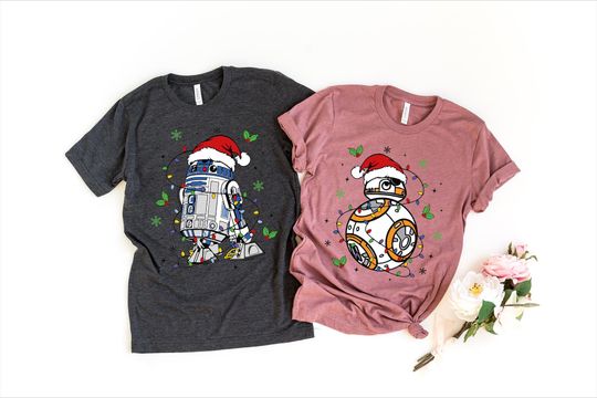 R2-D2 And BB-8 Christmas Shirt, Disney Star Wars Couples Tee
