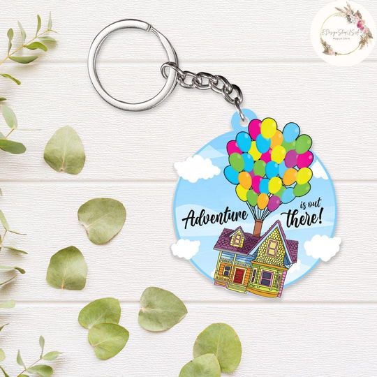 Personalized Disney Up House Balloons Carl Ellie Keychain, Adventure Is Out There His Ellie Her Carl Couple, Disney Couple Anniversary Gifts