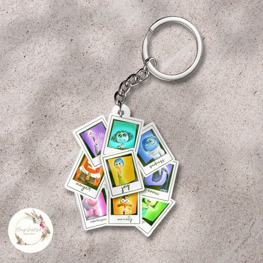 Personalized Disney Inside Out Keychain, Inside Out 2 Movie Characters Birthday Gift, WDW Disneyland Family Vacation 2024, Joy Anxiety Envy