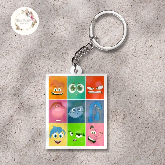 Disney Inside Out Keychain, Inside Out 2 Movie Characters Birthday Gift, WDW Disneyland Family Vacation 2024, Joy Anxiety Envy