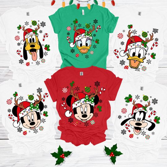 Disney Mickey and friends Christmas 2024 Shirt, Family Christmas Vacation, Disney Character Couple Group Party Family Christmas Matching Tee