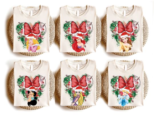 Disney Princess Christmas Shirt, Minnie Ears Xmas Shirt, Disney Girls Trip Xmas Tee, Disney Bad Witches Villains Tee, Disneyland Holiday Tee