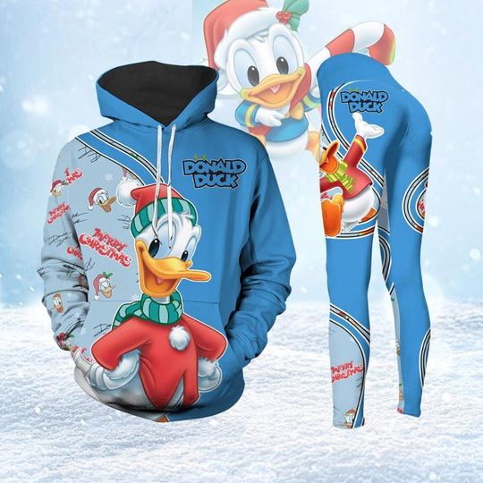 Donald Duck Christmas Hoodie/Leggings, Disney Women Legging, Cute Cartoon Hoodie, Disney Trip Shirt, Holiday Gift, Xmas Party Gift