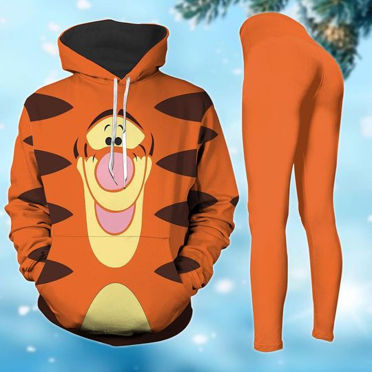Disney Tiger 3D Hoodie, Tiger Disney Legging, Winnie The Pooh Hoodie, Pooh Bear Women Leggings, Pooh Disney Christmas Leggings