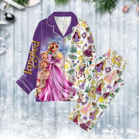 Christmas Tangled Pajamas Set, Disney Rapunzel Shirt, Tangled Princess Womens Pajamas, Magic Kingdom Merch, Xmas Gift For Her