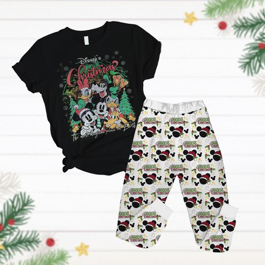 Disney Christmas Pajamas, Mickey And Friends Holiday Pajamas, Minnie Pluto Goofy Daisy Donald Christmas Shirt, Disneyland Trip Gift