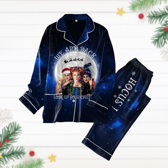 Hocus Pocus Pajamas, Sanderson Sisters Pyjamas, Disney Witches Womens Pajamas, Halloween Movie Pjs, Long Sleeve Pajamas, Gift For Her