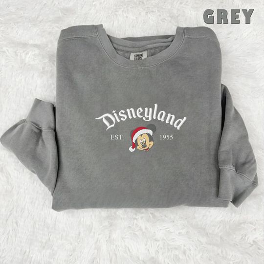 Embroidered Disneyland Est 1955 Sweatshirt, Mickey Christmas Crewneck, Disney Ears Christmas Sweater, Disney Family Christmas Sweatshirt