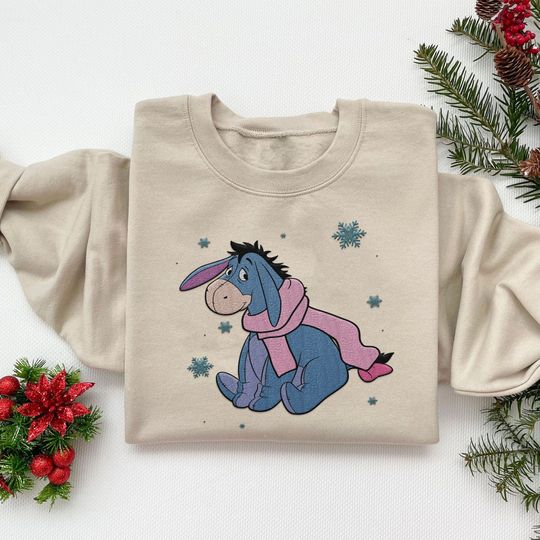 Embroidered Eeyore Christmas Sweatshirt, Winnie The Pooh Christmas Embroidery Sweater, Disney Christmas Party, Disneyland Xmas Holiday Gifts