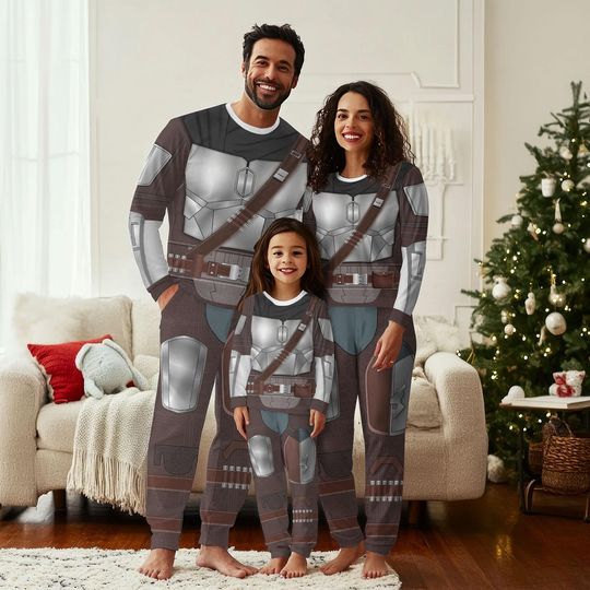 Star Wars Mandalorian Pajamas Set, Mandalorian Family Pajamas, Disney Movie Christmas