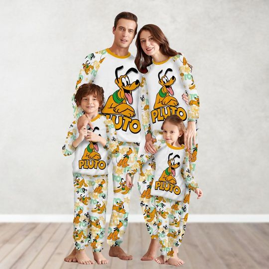Disney Pluto Dog Christmas Pajamas, Pluto Matching Pajamas Set, Disneyworld Holiday