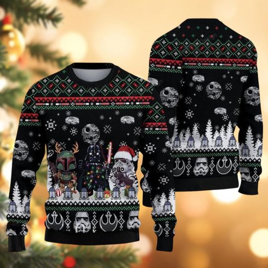 Christmas Star Wars Ugly Sweater, Disney Movie Sweater For Men Women