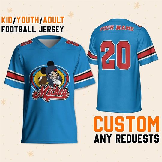 Personalized Disney Mickey Mouse Playing Sport Blue, Magic Kingdom Cartoon Characters 3D T-Shirt