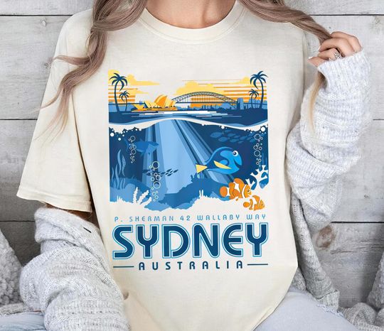 Disney Finding Nemo Shirt, Finding Dory Sydney Australia Poster T-shirt, Animal Kingdom Tee, Birthday Gift Shirts