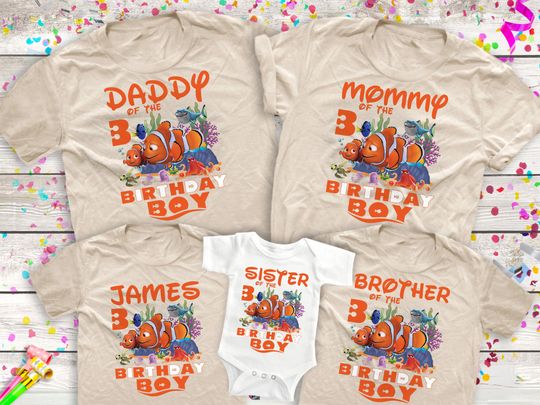 Personalized Finding Nemo Birthday Shirts, Disney Birthday Shirts, Birthday Shirts, Disneyland Shirt, Disney World Shirts