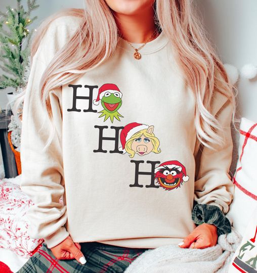 Disney The Muppets Kermit Miss Piggy Animal Ho Ho Ho Christmas Sweatshirts, Disney Holiday Vacation Gifts