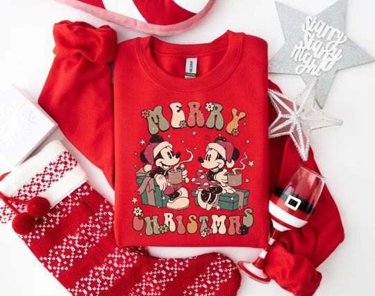 Minnie Mickey Merry Christmas Sweatshirt, Disney Christmas Sweatshirt