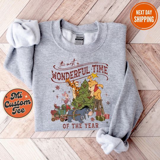 Winnie The Pooh Christmas Tree Sweatshirt, Disney Christmas Sweatshirt